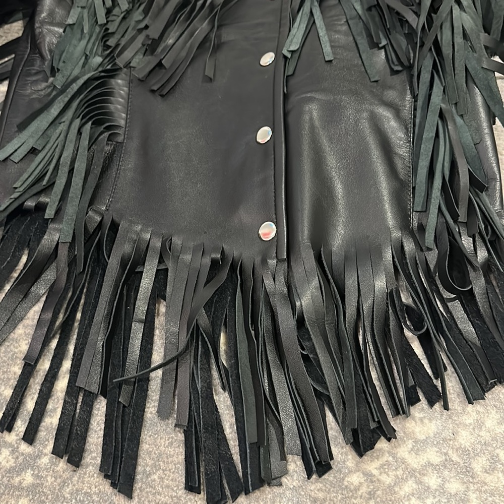 VIPZI REAL LEATHER FRINGE JACKET WITH EMBEZZLEMENTS NWT SIZE S - Picture 6 of 13